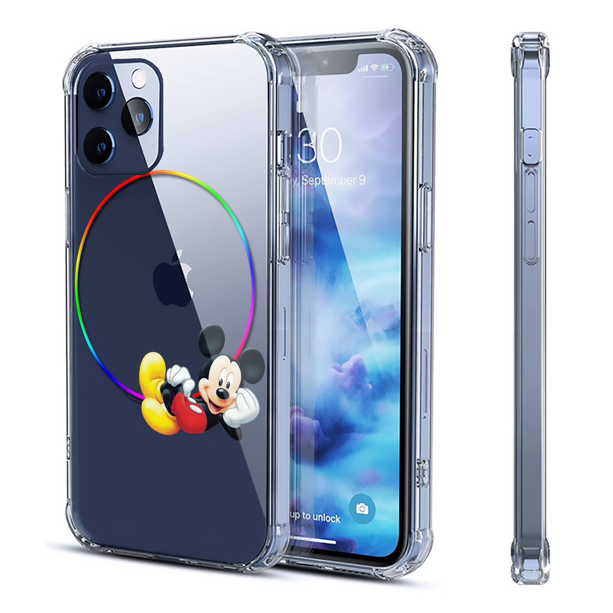 （画像用） ミッキーマウス Mickey Mouse 【iPhone 12シリーズ対応】透明スマホケース（クリアソフトケース）